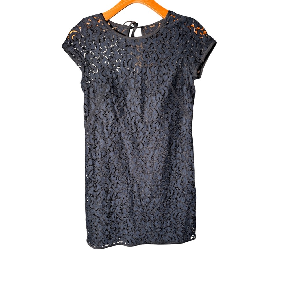 Ann Taylor LOFT Floral Lace Shift Dress  Tie Coquette Cottagecore Romantic Sz 6